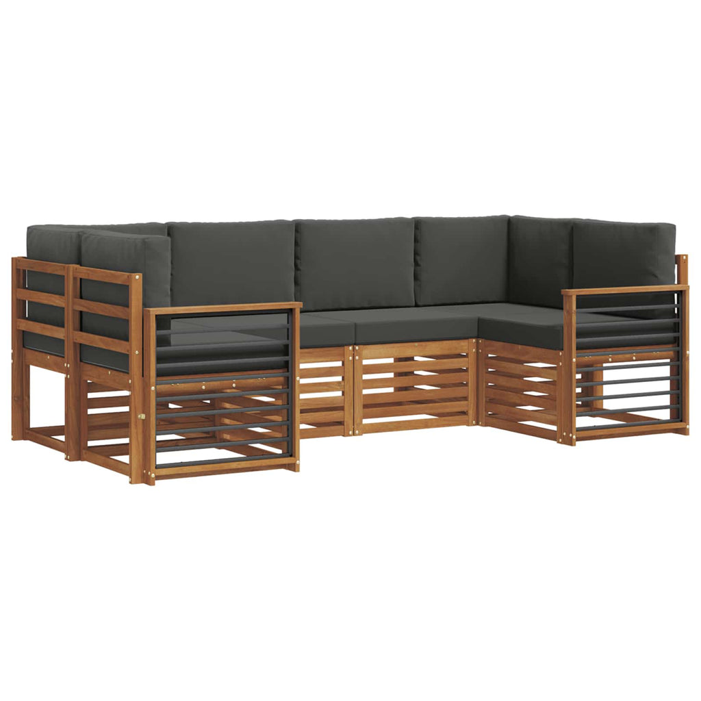 Ecksofa Set mit Kissen 6 pcs Natur und Anthrazit