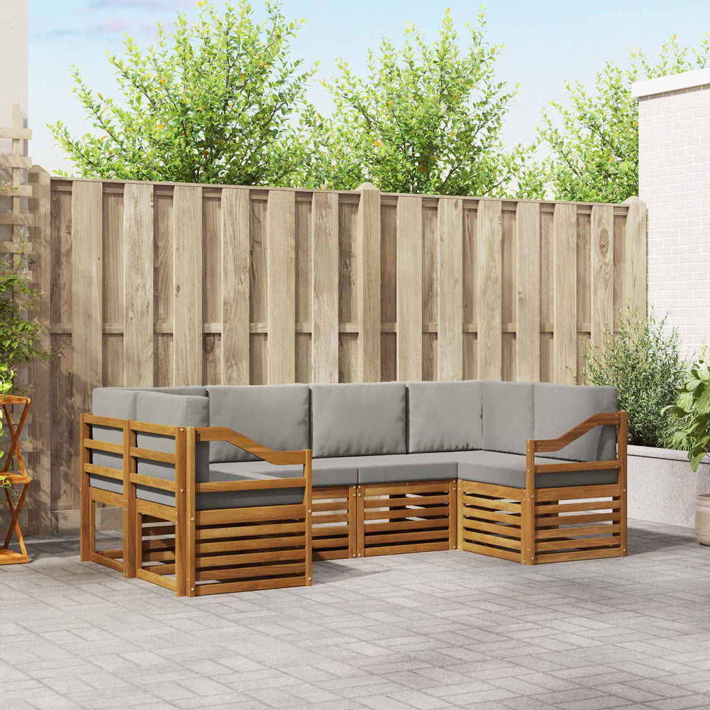 Ecksofa Set mit Kissen 6 pcs Natürlich und Hellgrau
