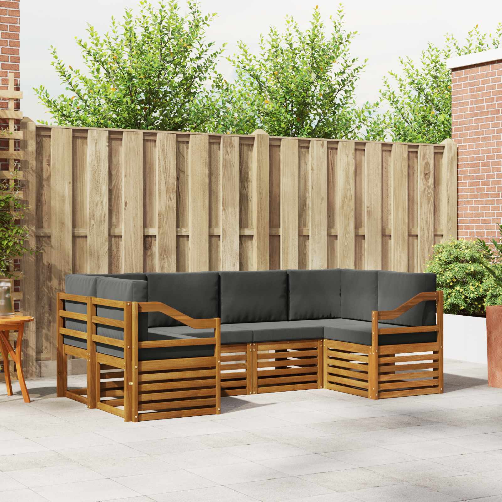 Ecksofa Set mit Kissen 6 pcs Natur und Anthrazit