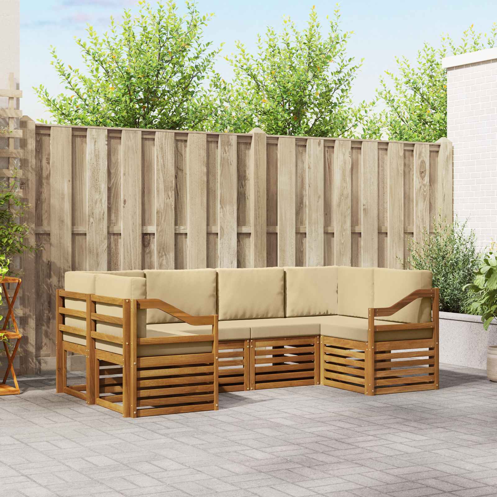 Ecksofa Set mit Kissen 6 pcs Natur