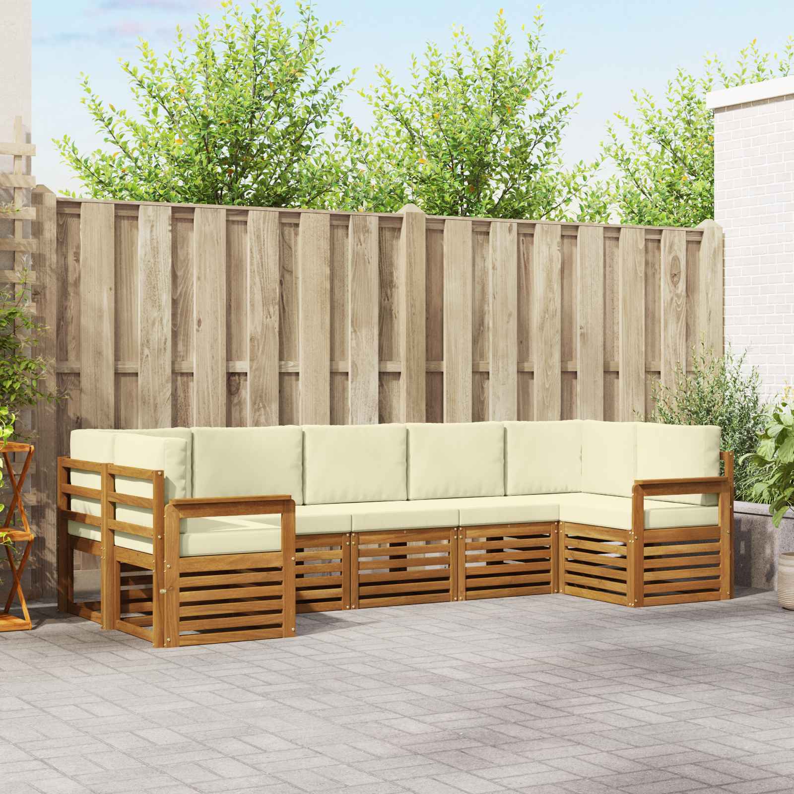 Ecksofa Set mit Kissen 7 pcs Natur und Creme