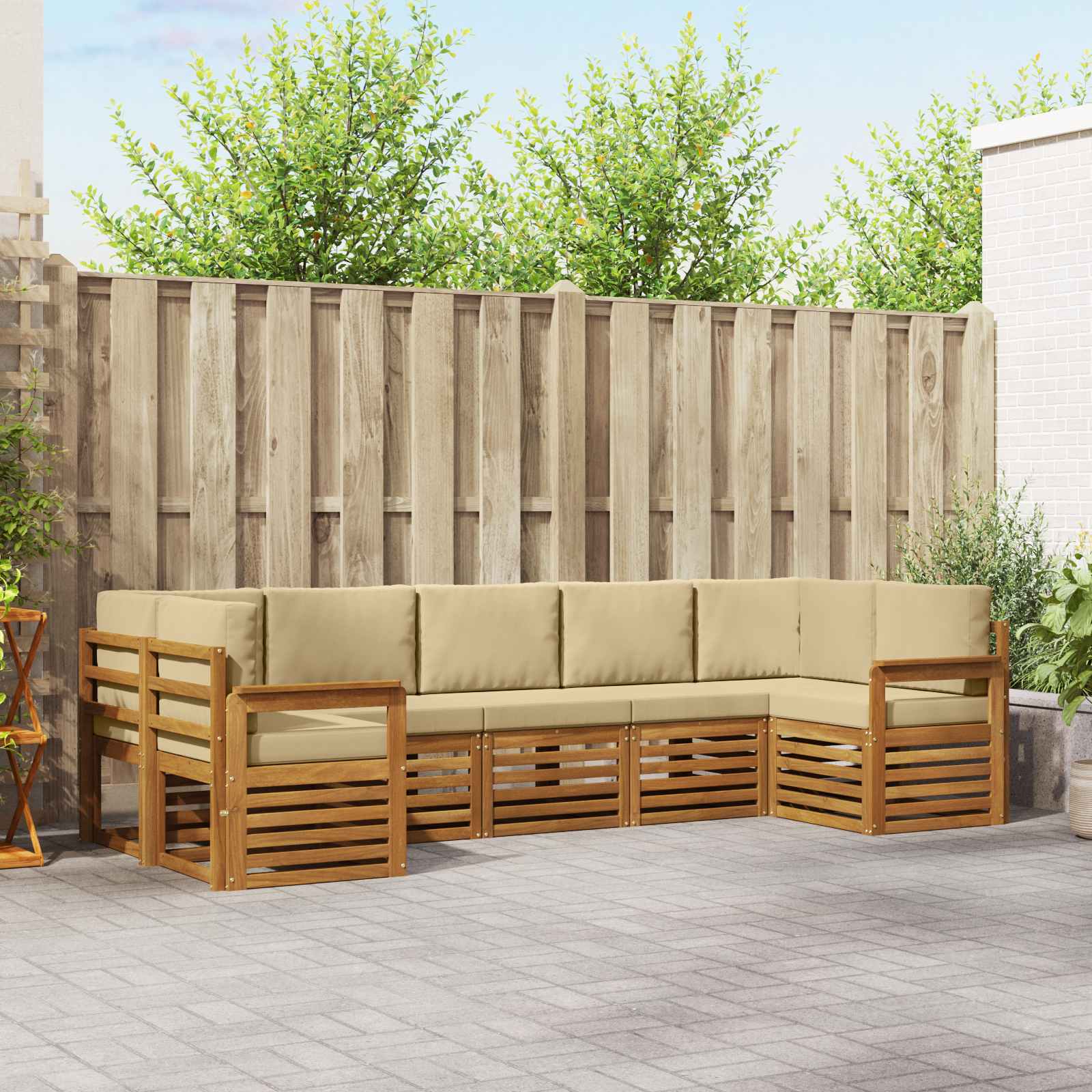 Ecksofa Set mit Kissen 7 pcs Natur und Beige