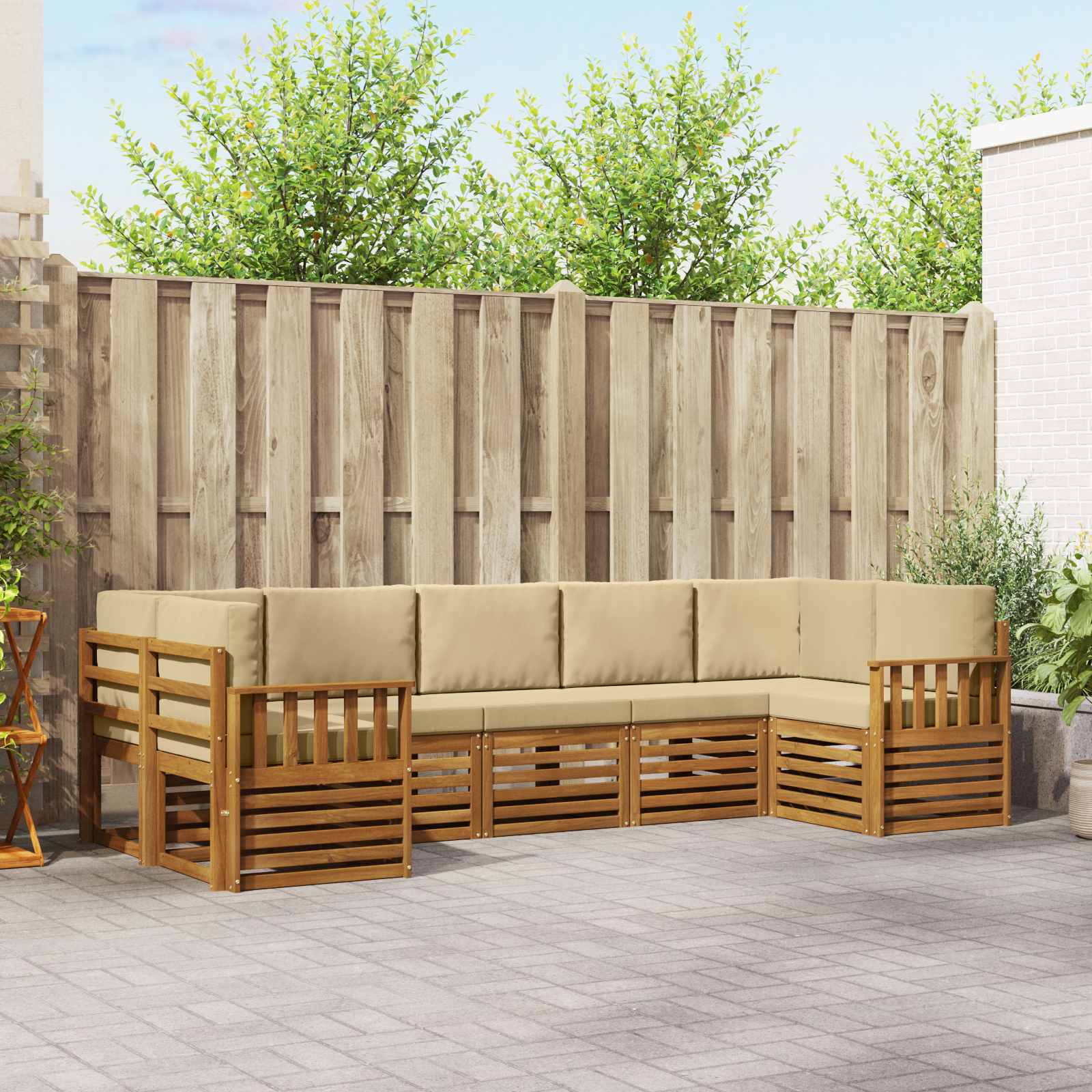 Ecksofa Set mit Kissen 7 pcs Natur und Beige