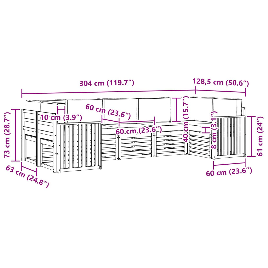 Ecksofa Set mit Kissen 7 pcs Natur und Creme