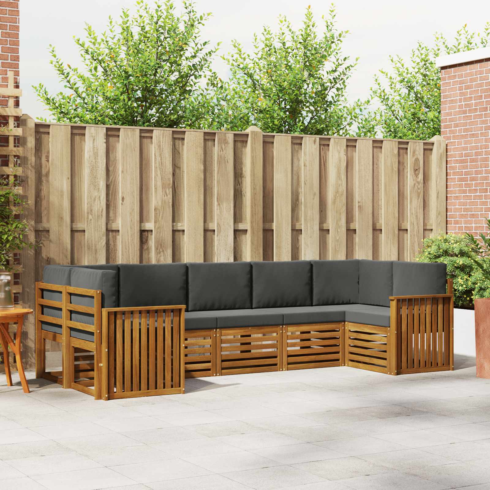 Ecksofa Set mit Kissen 7 pcs Natur und Anthrazit