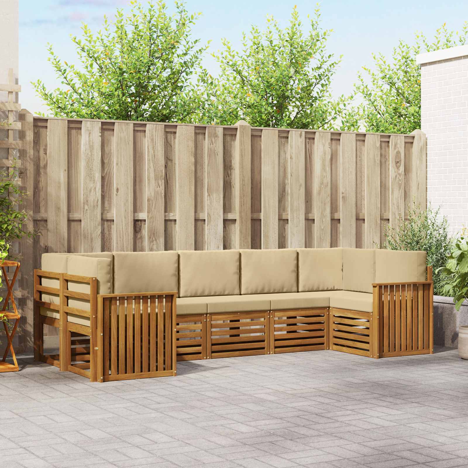 Ecksofa Set mit Kissen 7 pcs Natur und Beige