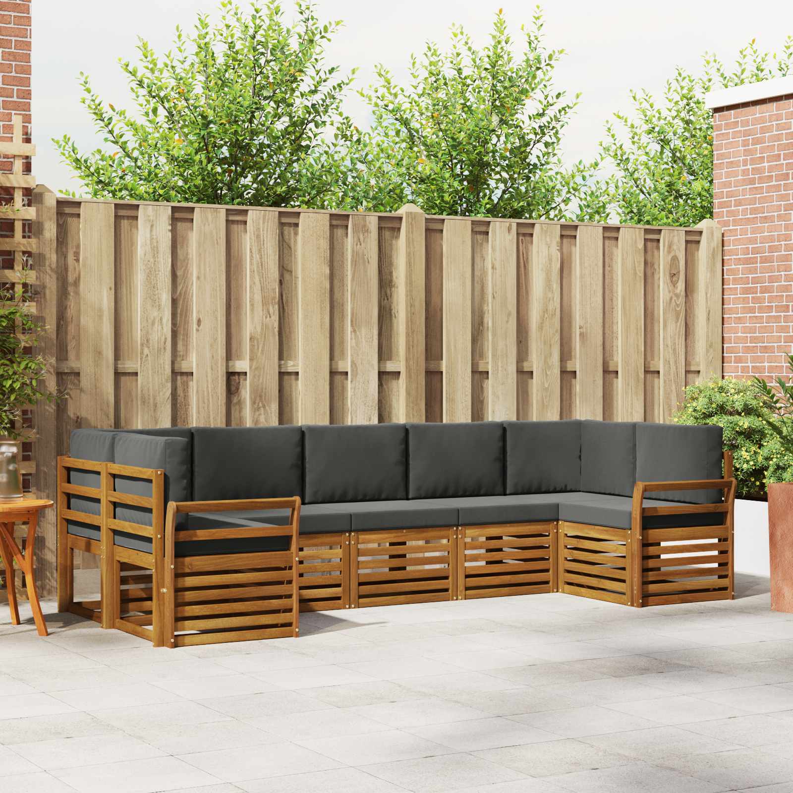 Ecksofa Set mit Kissen 7 pcs Natur und Anthrazit