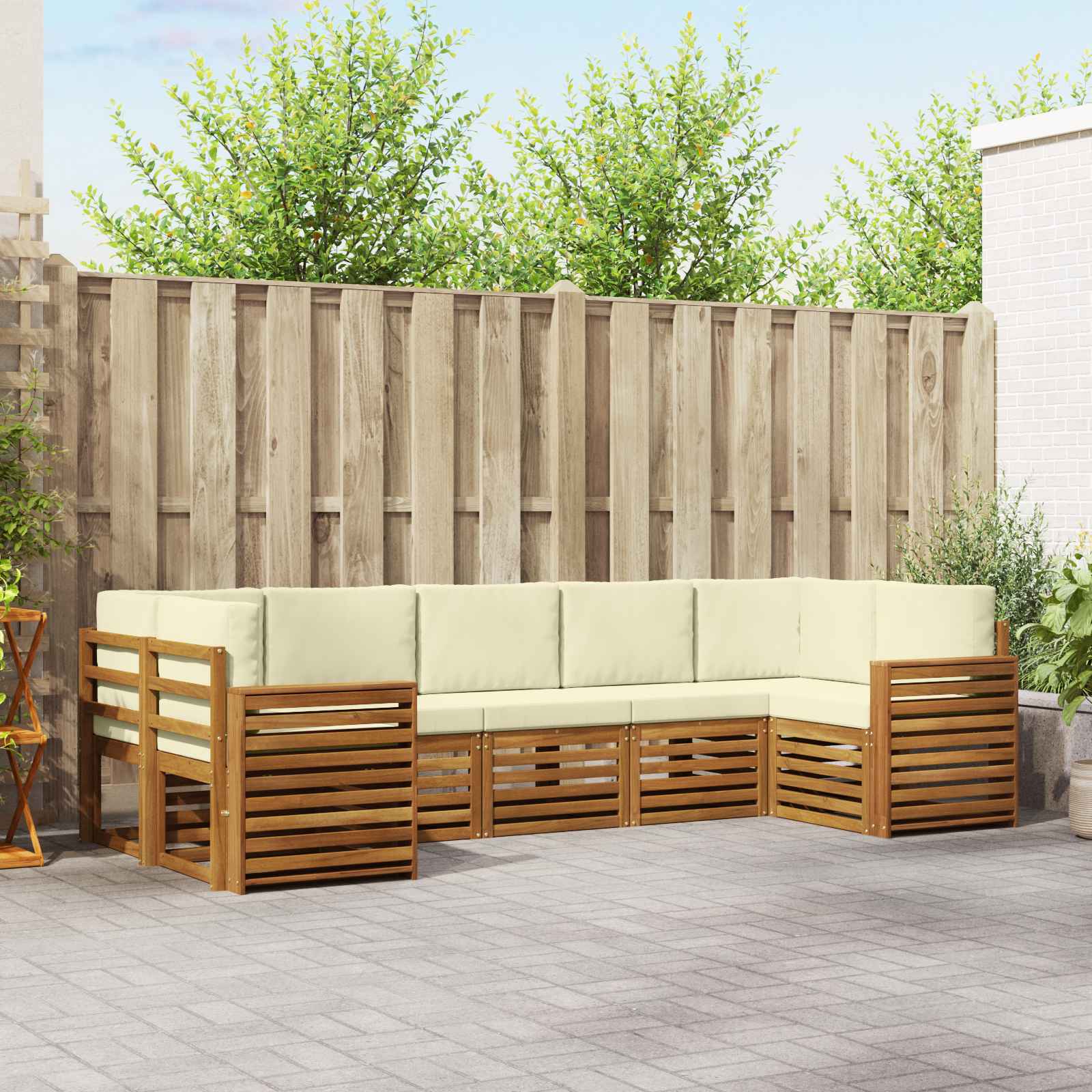 Ecksofa Set mit Kissen 7 pcs Natur und Creme