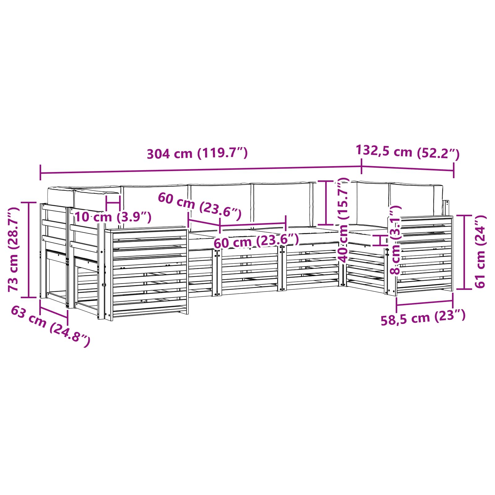 Ecksofa Set mit Kissen 7 pcs Natur und Beige