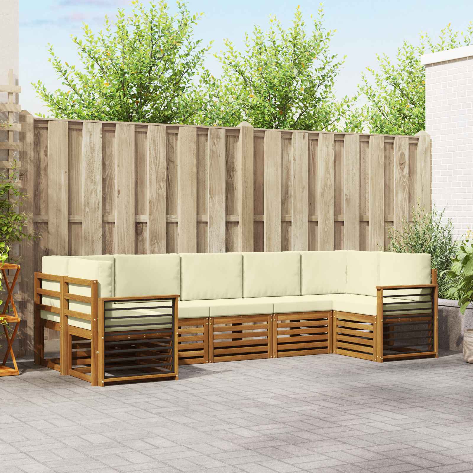 Ecksofa Set mit Kissen 7 pcs Natur und Creme