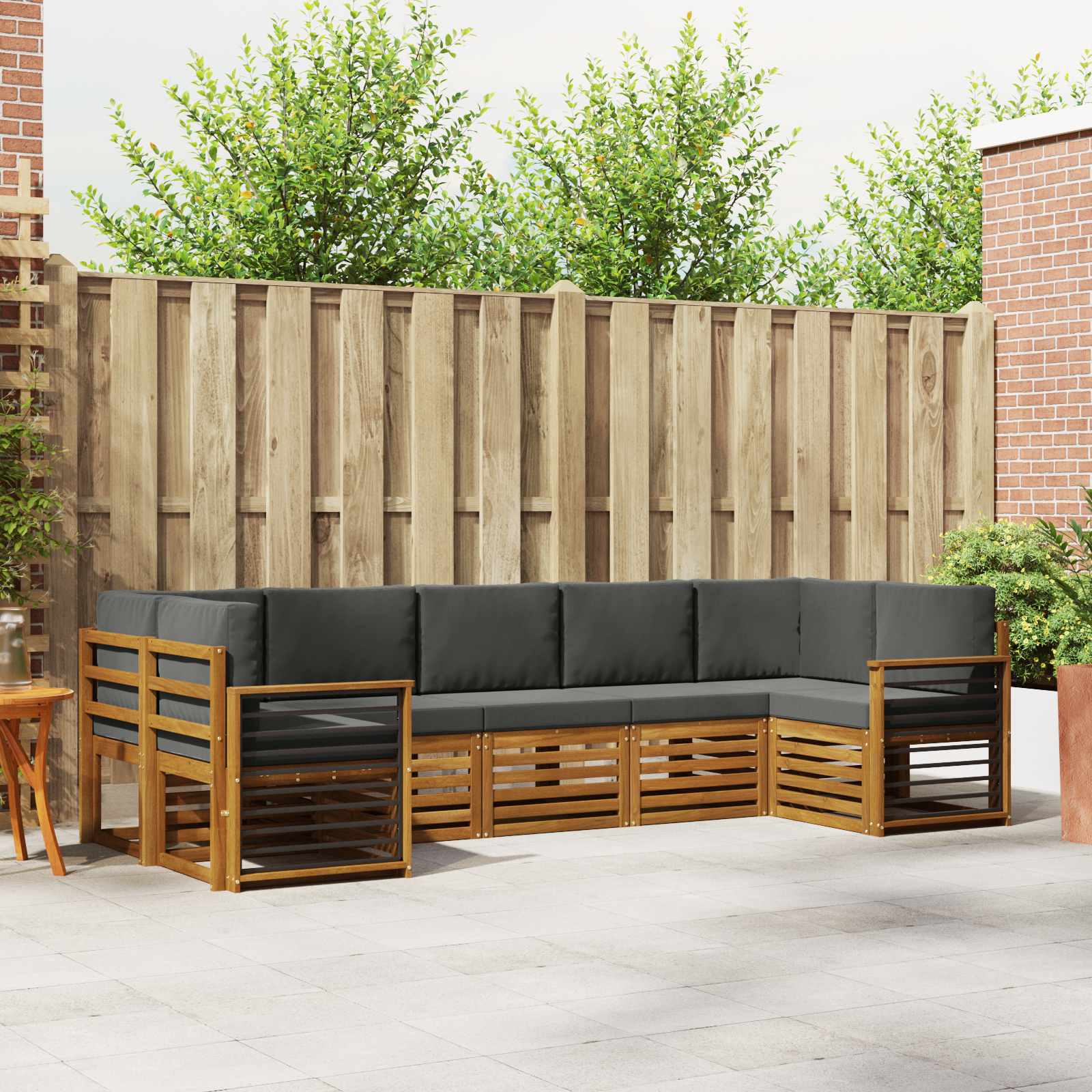 Ecksofa Set mit Kissen 7 pcs Natur und Anthrazit