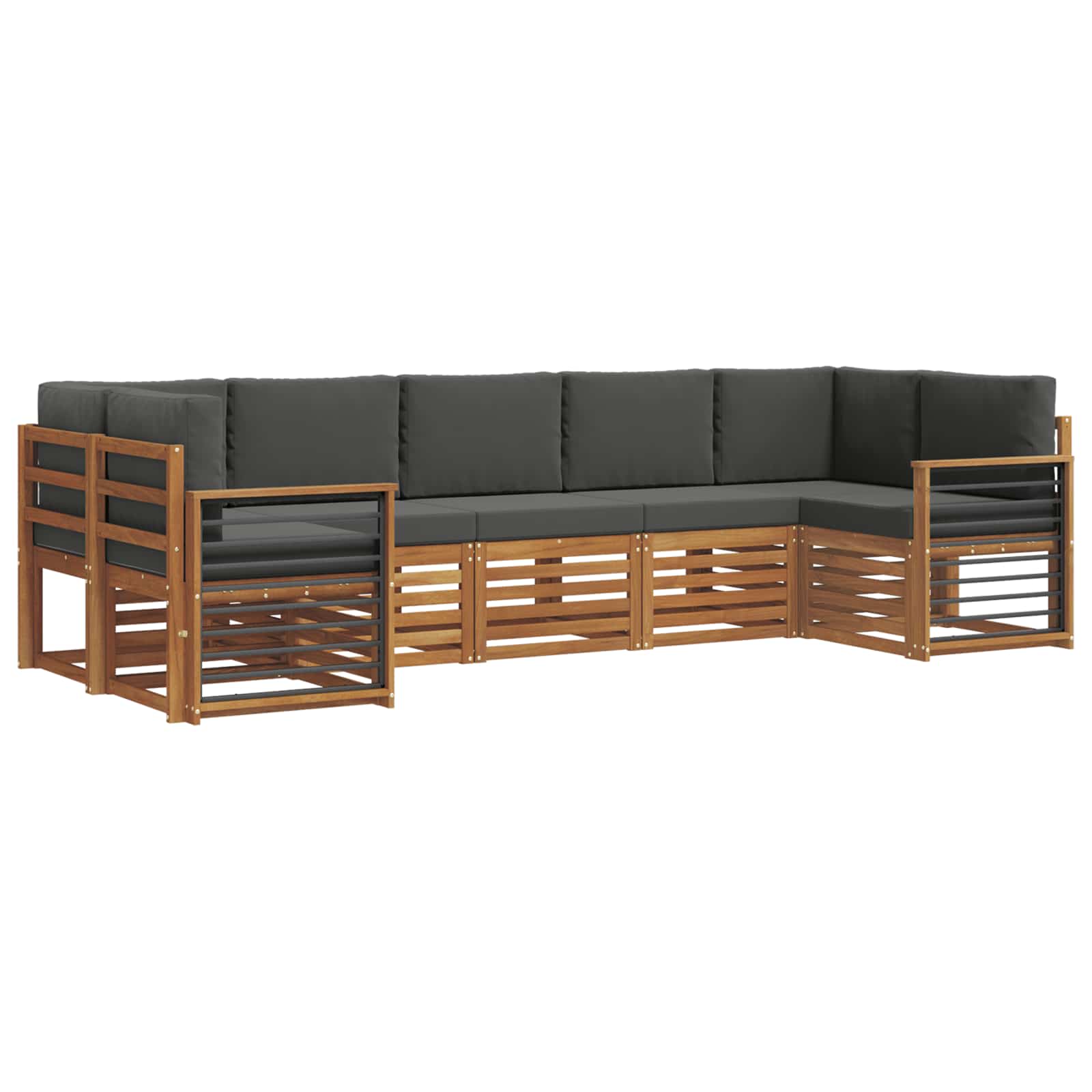 Ecksofa Set mit Kissen 7 pcs Natur und Anthrazit