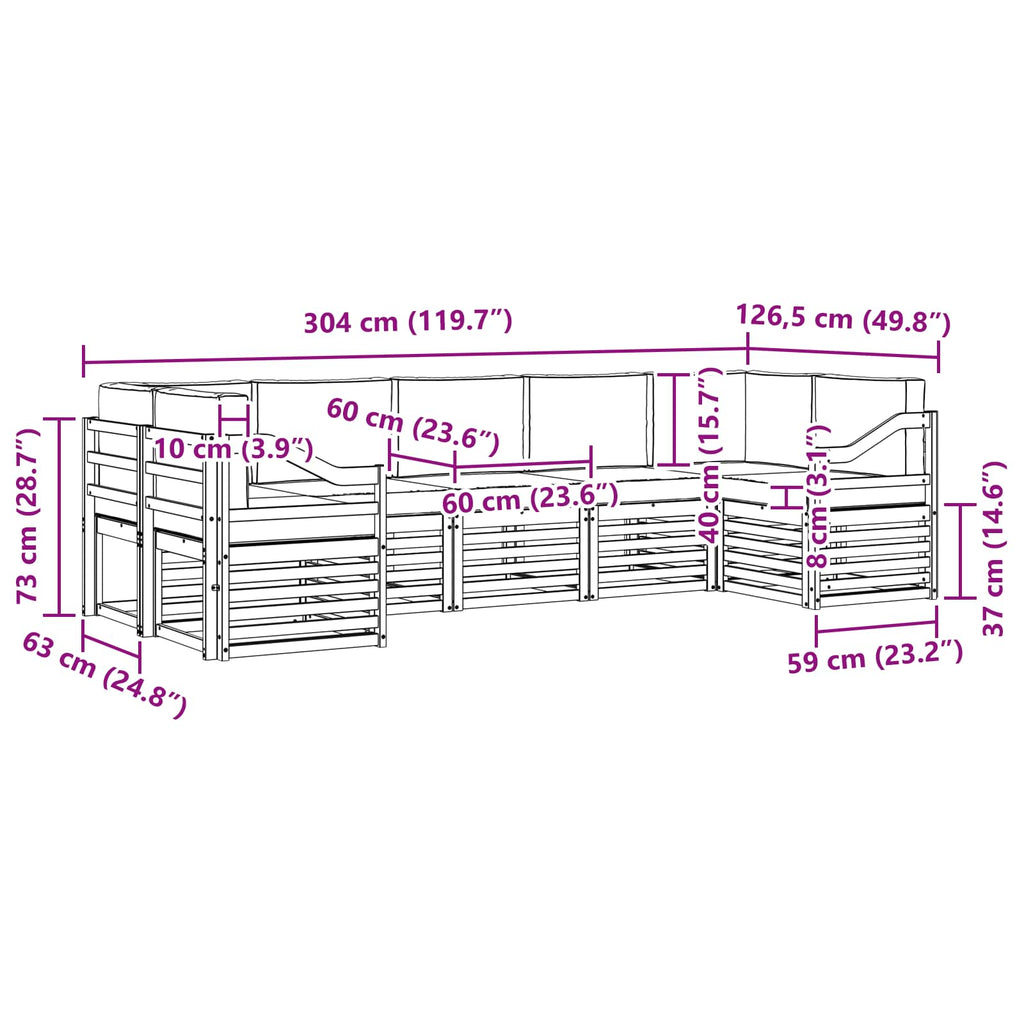 Ecksofa Set mit Kissen 7 pcs Natürlich und Hellgrau