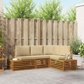 Outdoor-Sofagarnitur mit Kissen 4 Stück Natur und Beige