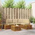 Outdoor-Sofagarnitur mit Kissen Natur und Beige 59 x 59 x 37 cm