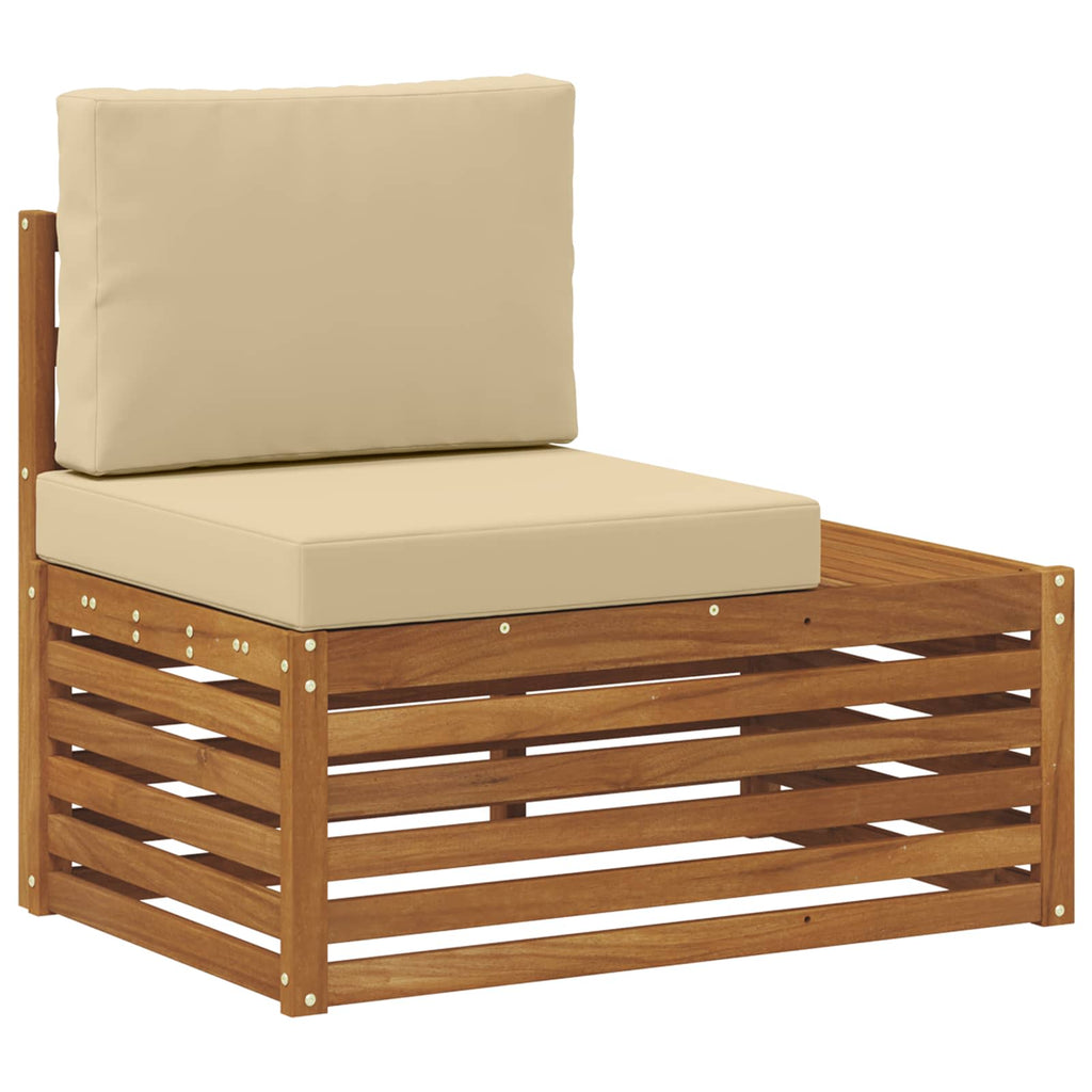 Outdoor-Sofagarnitur mit Kissen Natur und Beige 59 x 59 x 37 cm