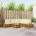 Outdoor-Sofagarnitur mit Kissen 7 Stück Natur und Creme