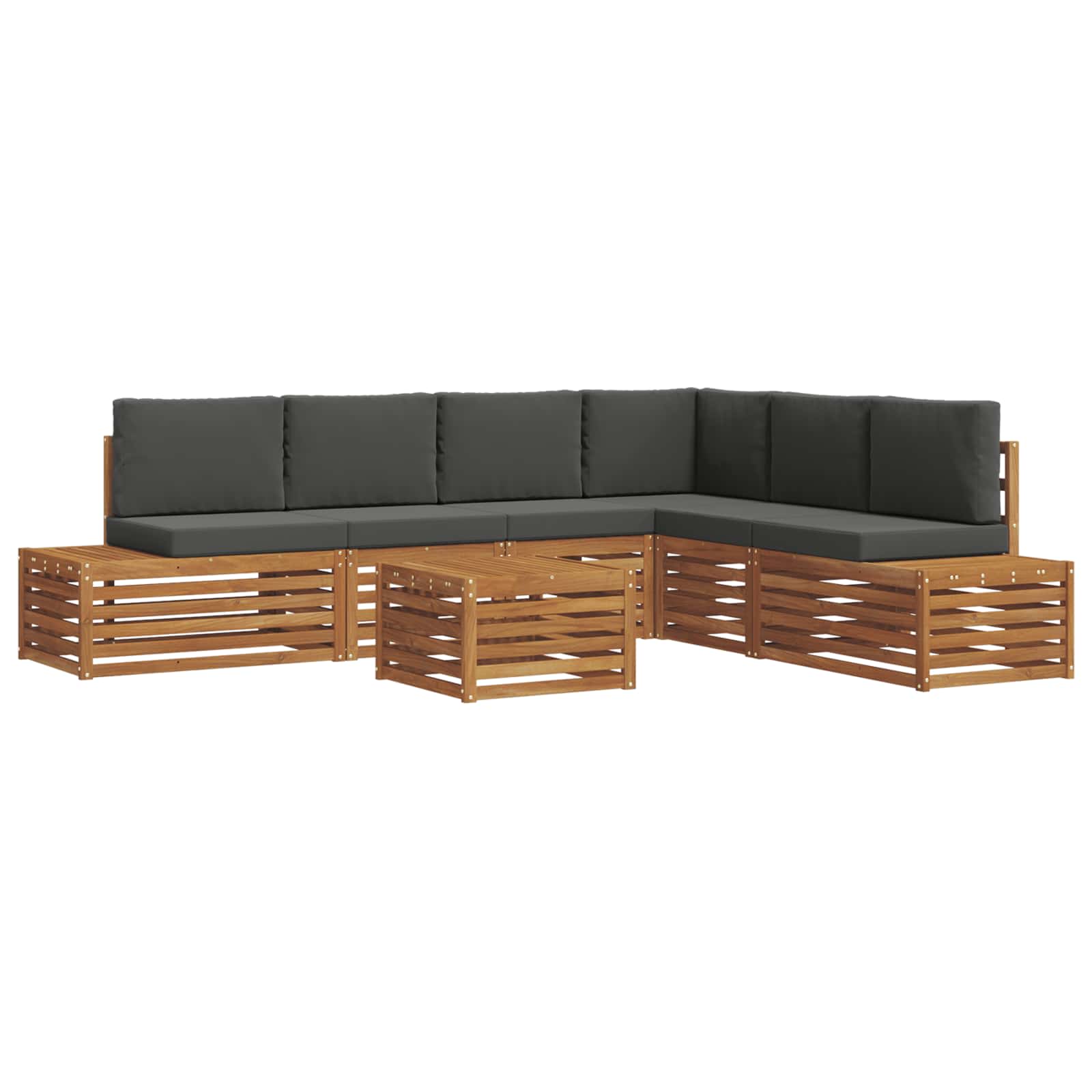 Outdoor-Sofagarnitur mit Kissen 7 Stück Natur und Anthrazit