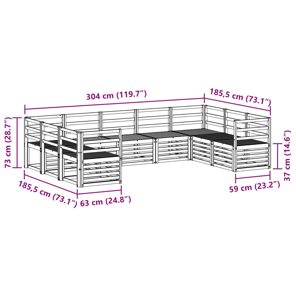 Ecksofa Set 9 pcs Natur