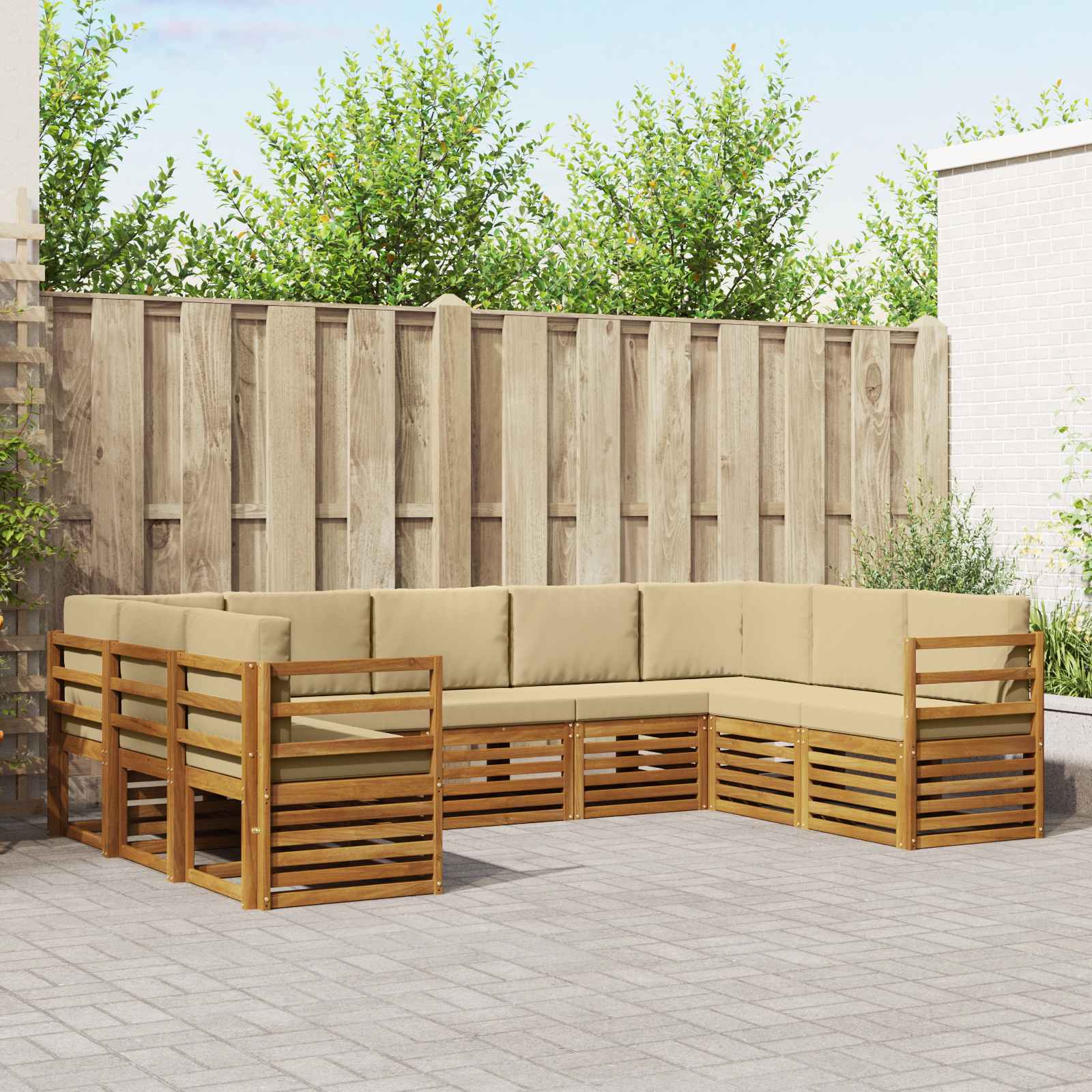 Ecksofa Set mit Kissen 9 pcs Natur und Beige