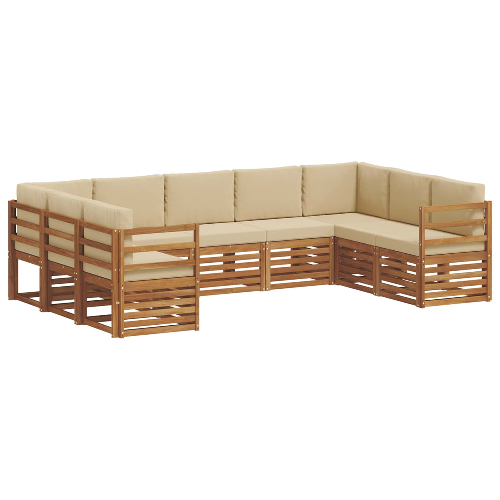 Ecksofa Set mit Kissen 9 pcs Natur und Beige