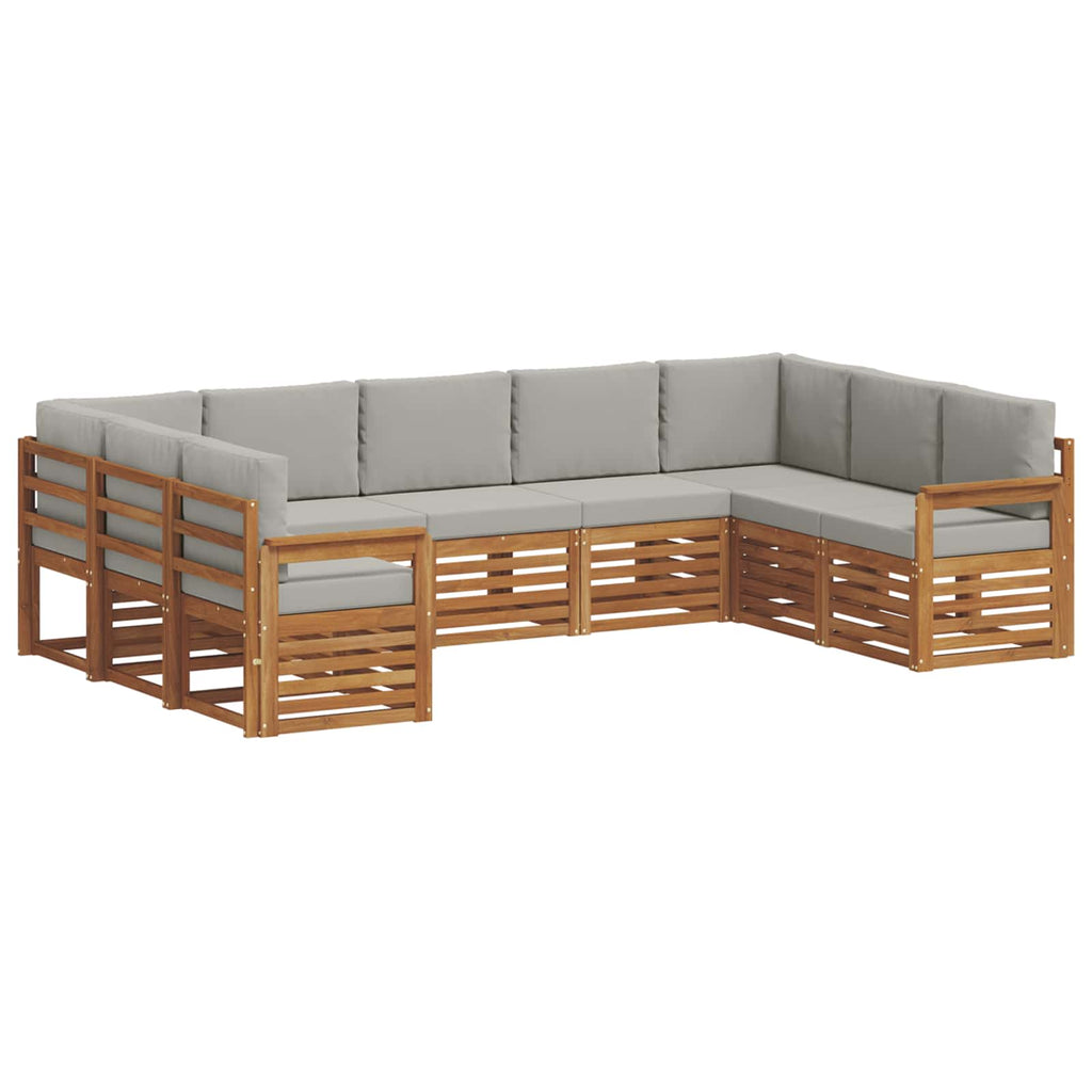 Ecksofa Set mit Kissen 9 pcs Natürlich und Hellgrau