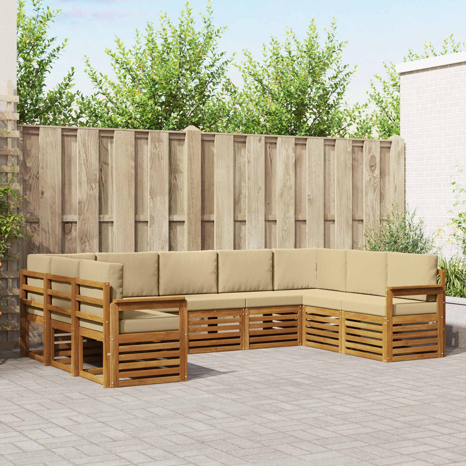 Ecksofa Set mit Kissen 9 pcs Natur und Beige