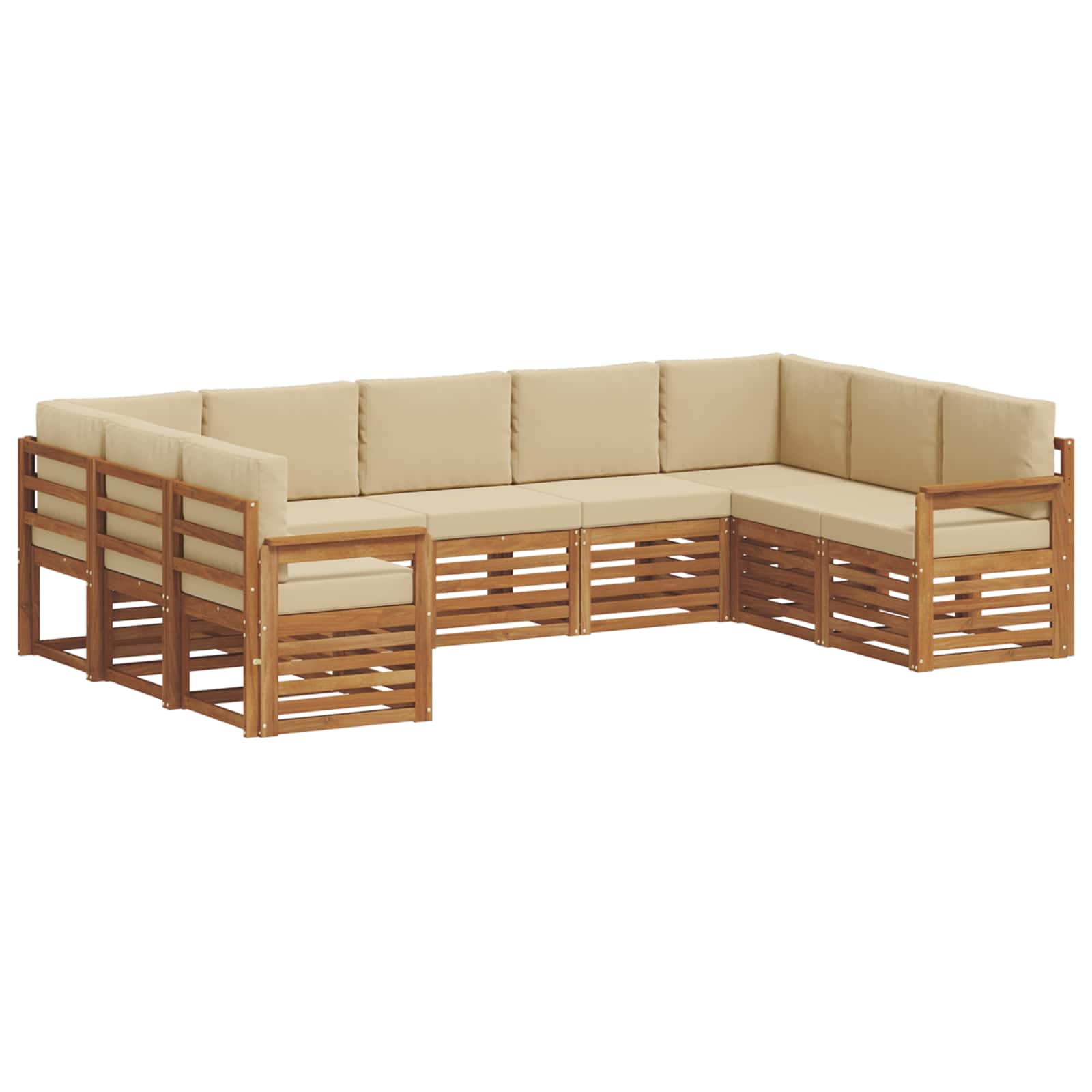 Ecksofa Set mit Kissen 9 pcs Natur und Beige