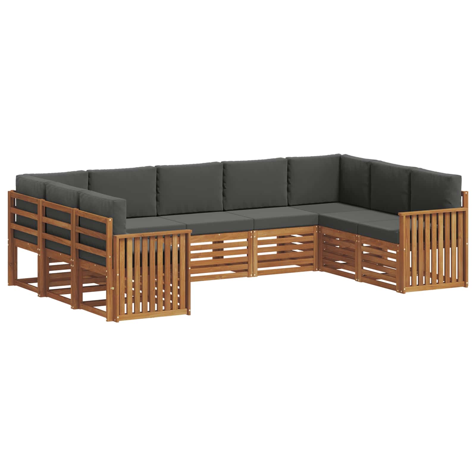 Ecksofa Set mit Kissen 9 pcs Natur und Anthrazit