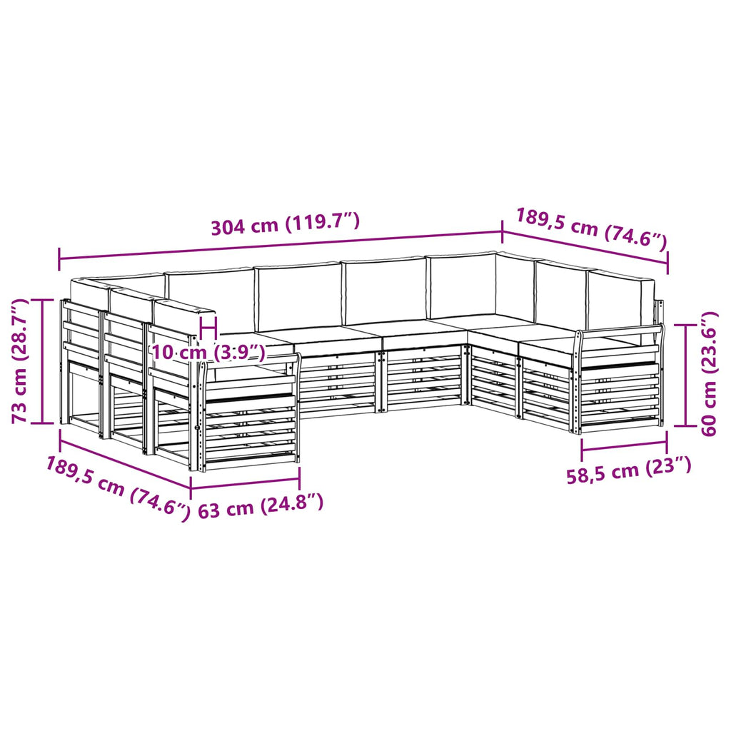 Ecksofa Set mit Kissen 9 pcs Natürlich und Hellgrau