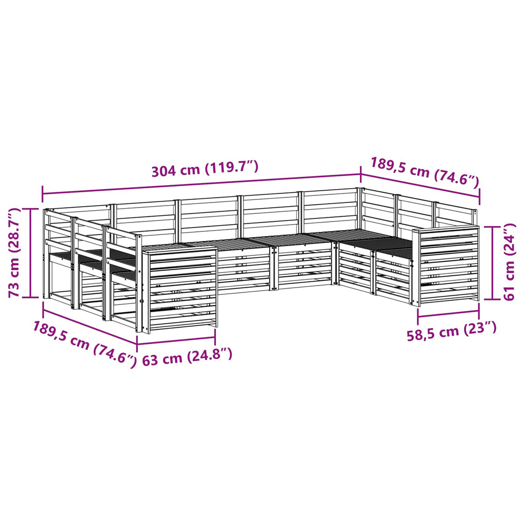 Ecksofa Set 9 pcs Natur