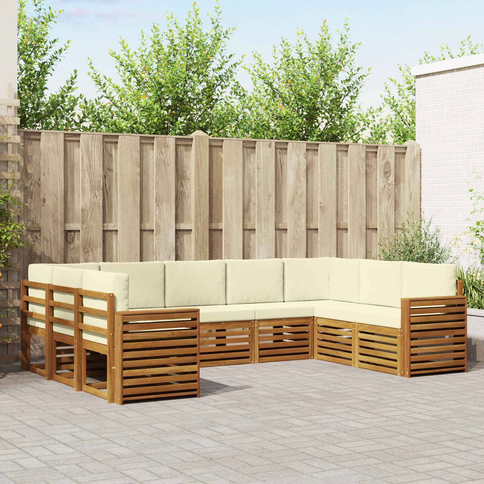Ecksofa Set mit Kissen 9 pcs Natur und Creme