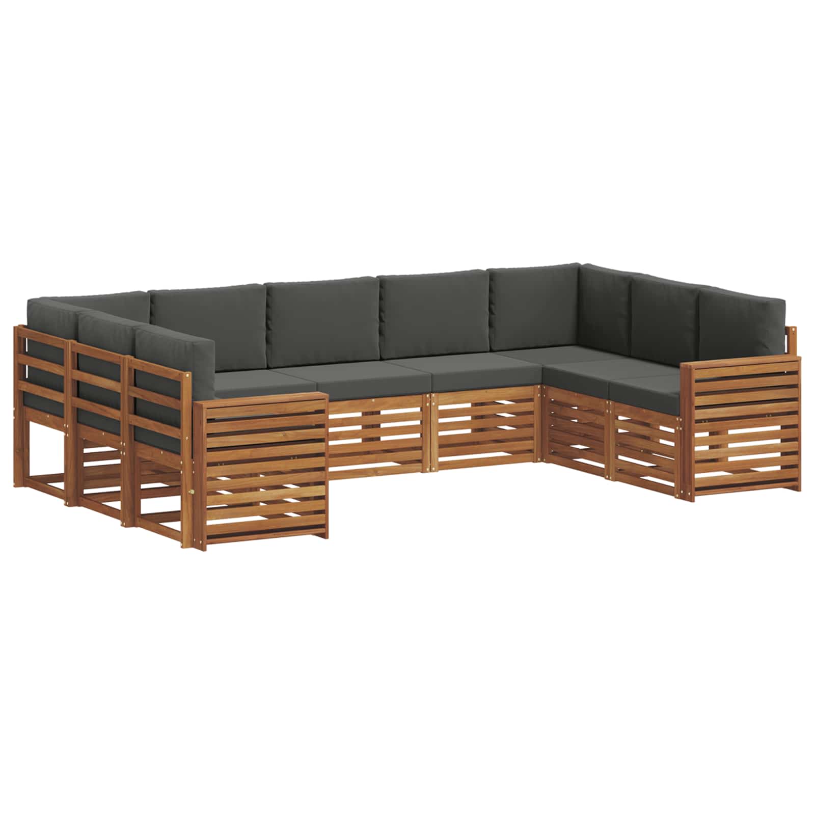 Ecksofa Set mit Kissen 9 pcs Natur und Anthrazit