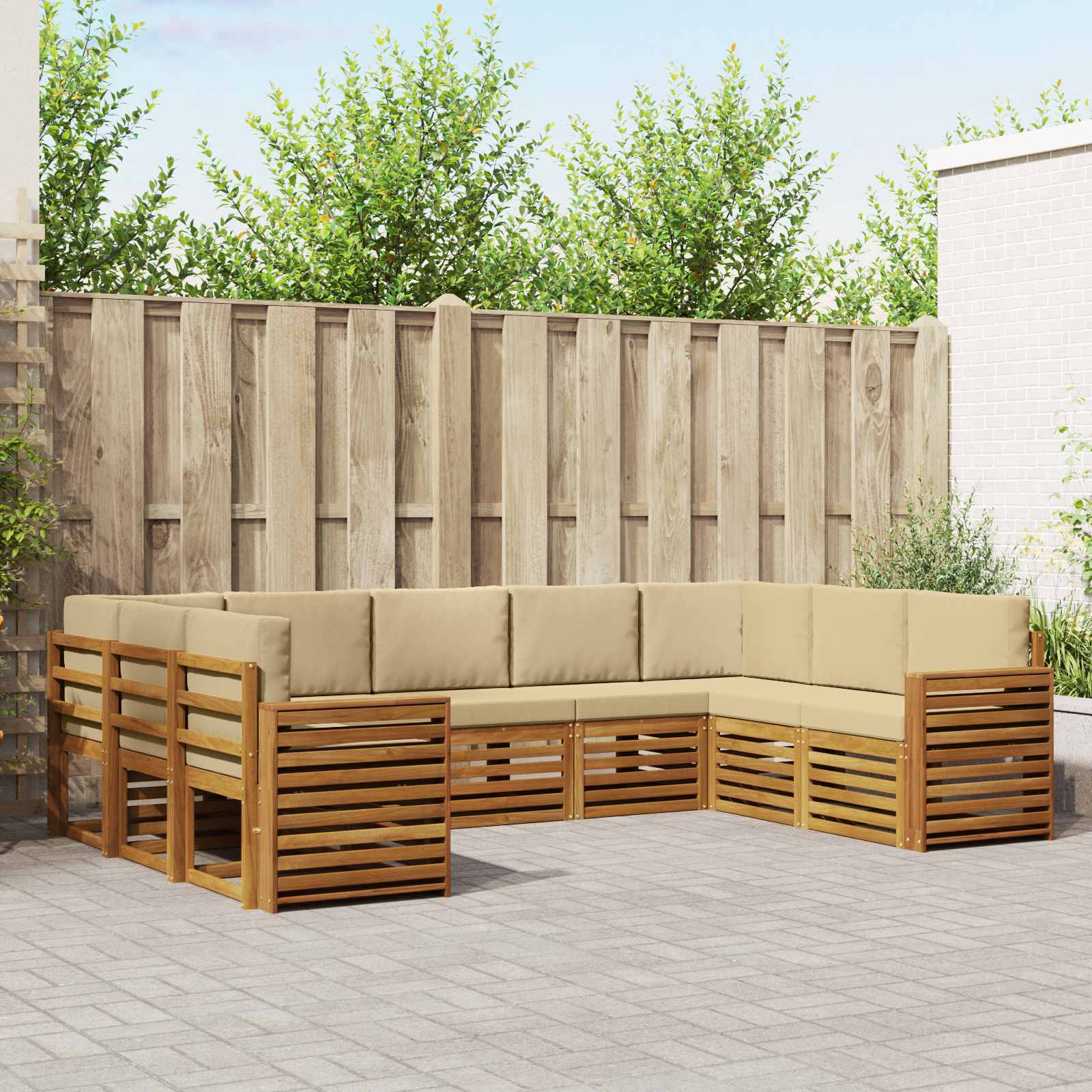 Ecksofa Set mit Kissen 9 pcs Natur und Beige