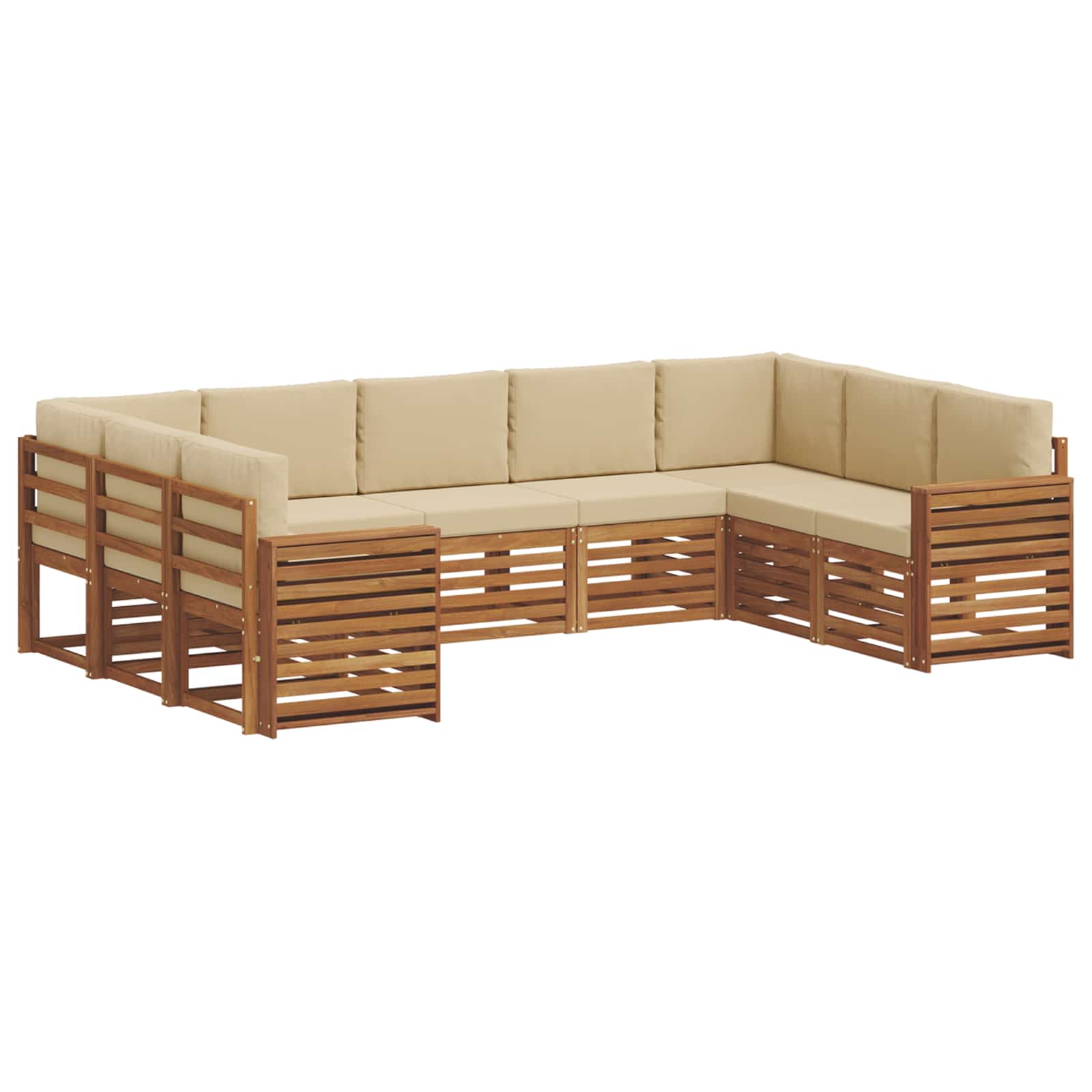 Ecksofa Set mit Kissen 9 pcs Natur und Beige