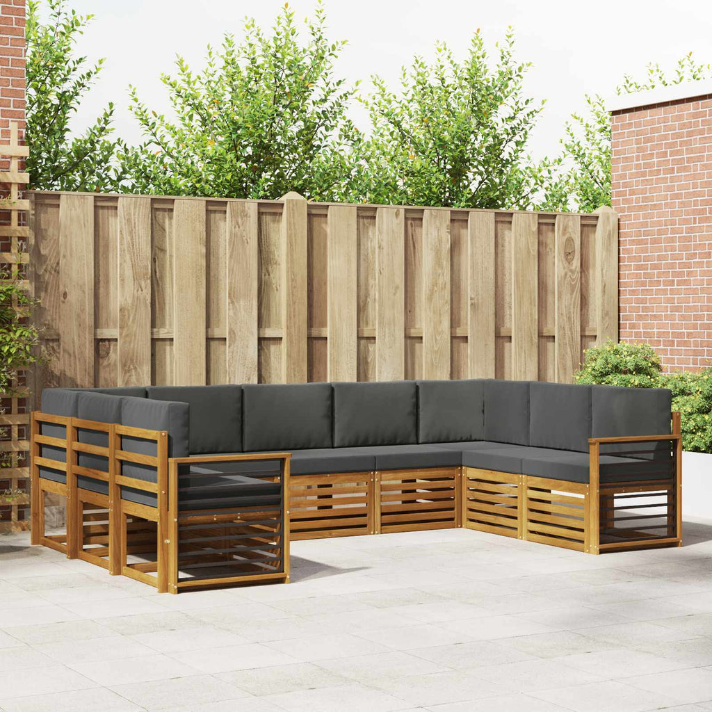 Ecksofa Set mit Kissen 9 pcs Natur und Anthrazit