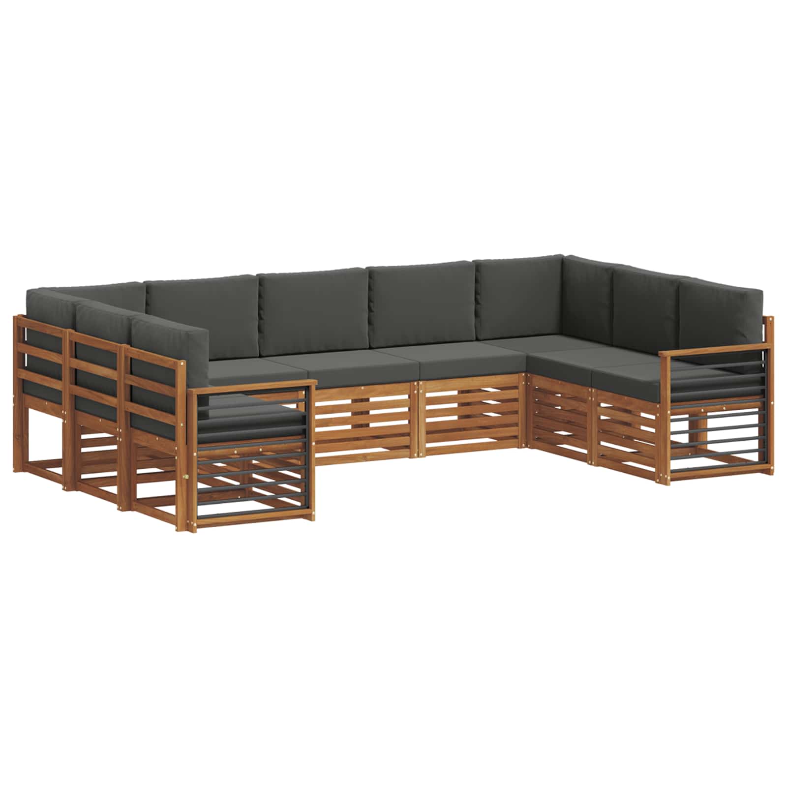 Ecksofa Set mit Kissen 9 pcs Natur und Anthrazit