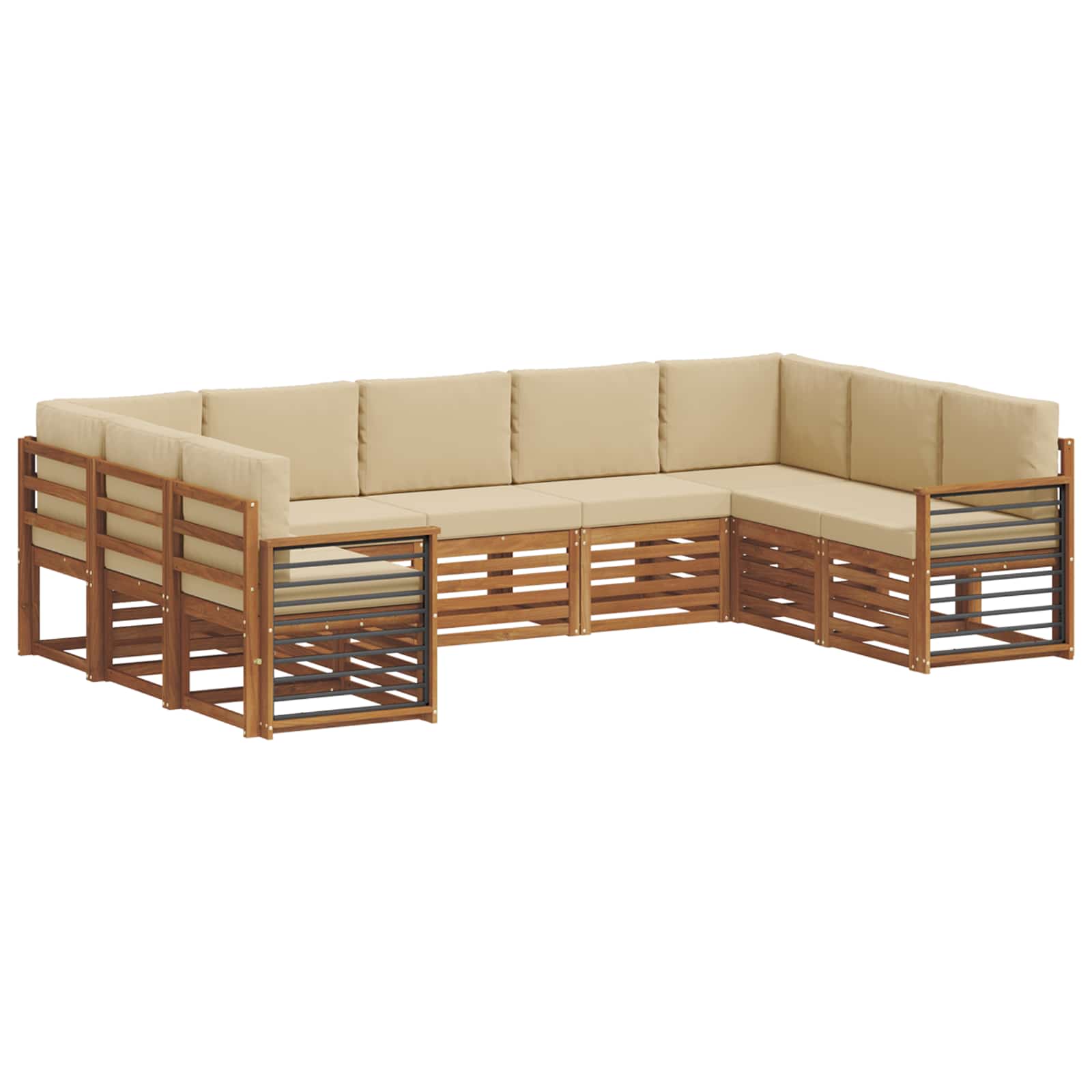 Ecksofa Set mit Kissen 9 pcs Natur und Beige