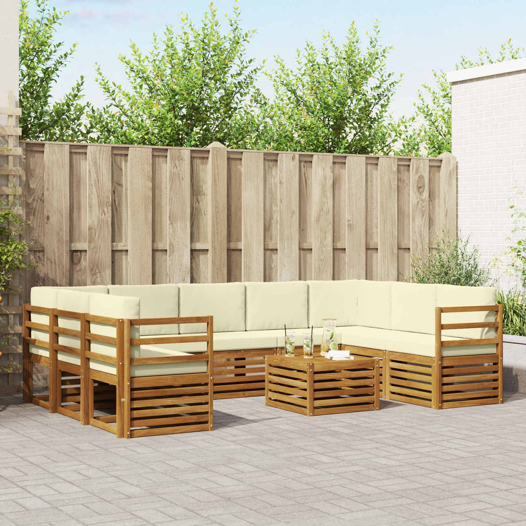 Sofagarnituren 10 pcs Natur und Creme Massivholz Akazie