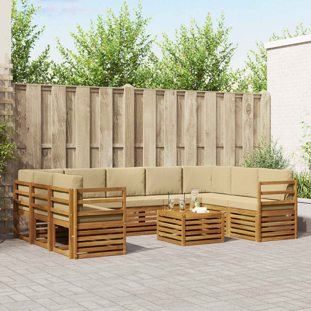 Sofagarnituren 10 pcs Natur und Beige Massivholz Akazie