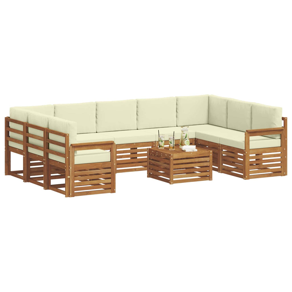 Sofagarnituren 10 pcs Natur und Creme Massivholz Akazie