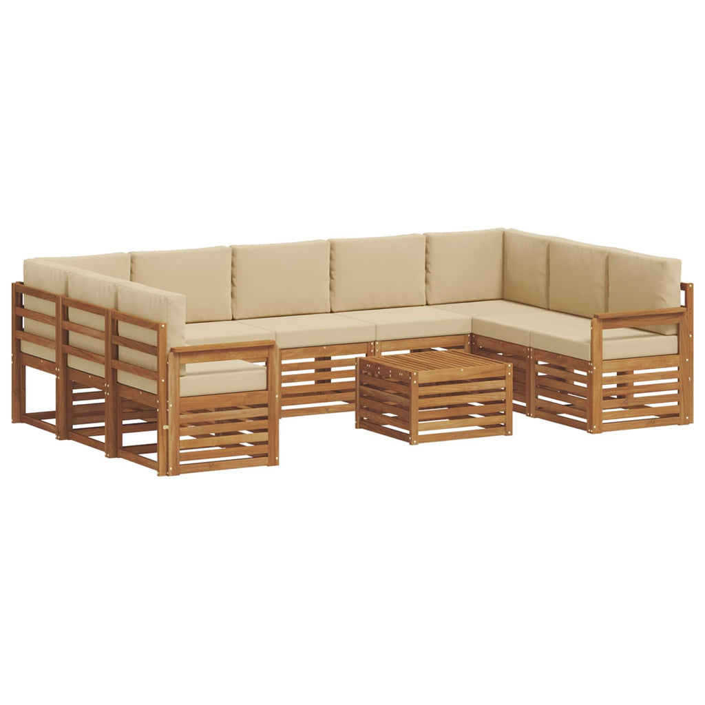 Sofagarnituren 10 pcs Natur und Beige Massivholz Akazie