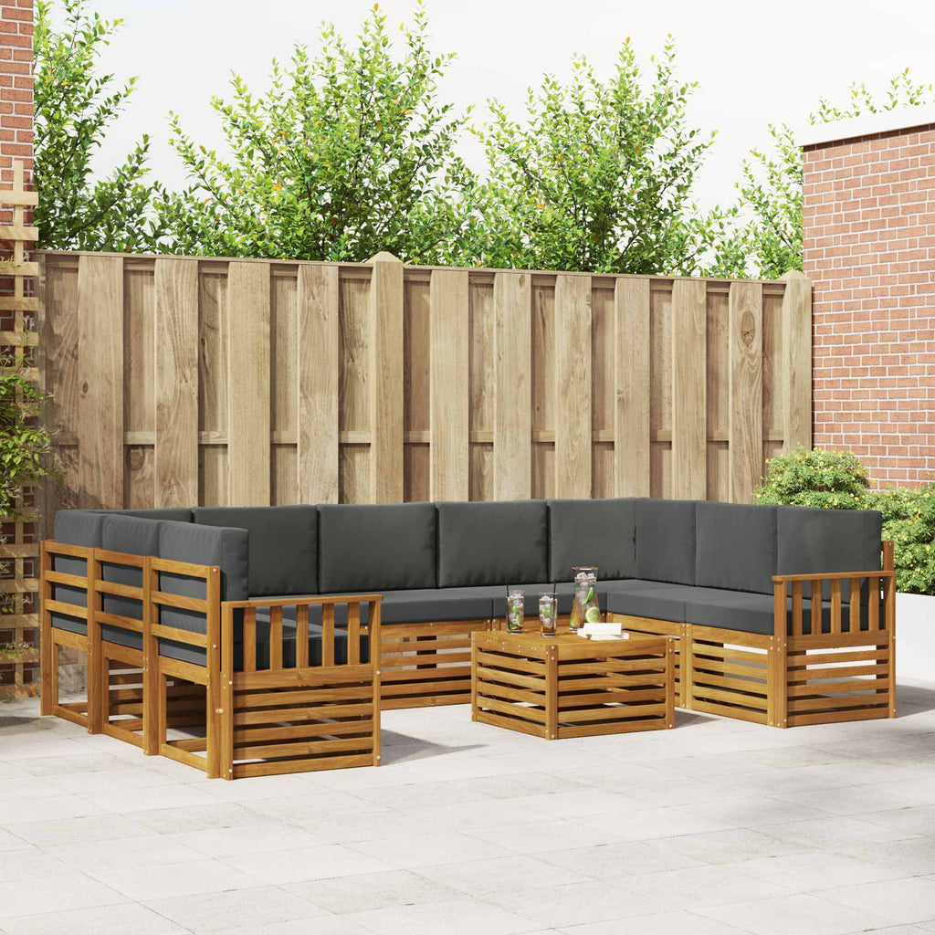 Sofagarnituren 10 pcs Natur und Anthrazit Massivholz Akazie