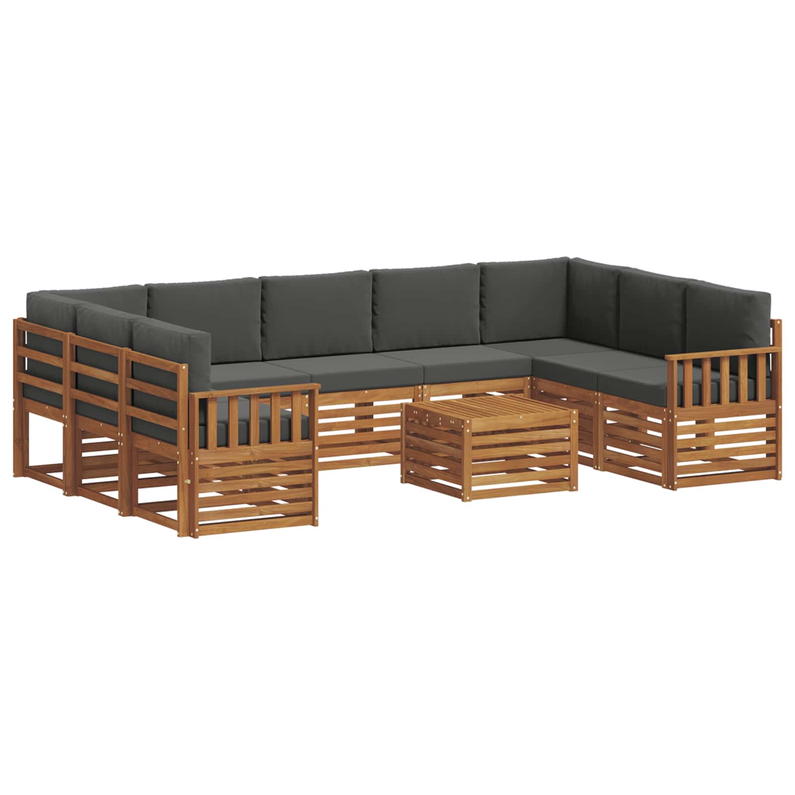 Sofagarnituren 10 pcs Natur und Anthrazit Massivholz Akazie