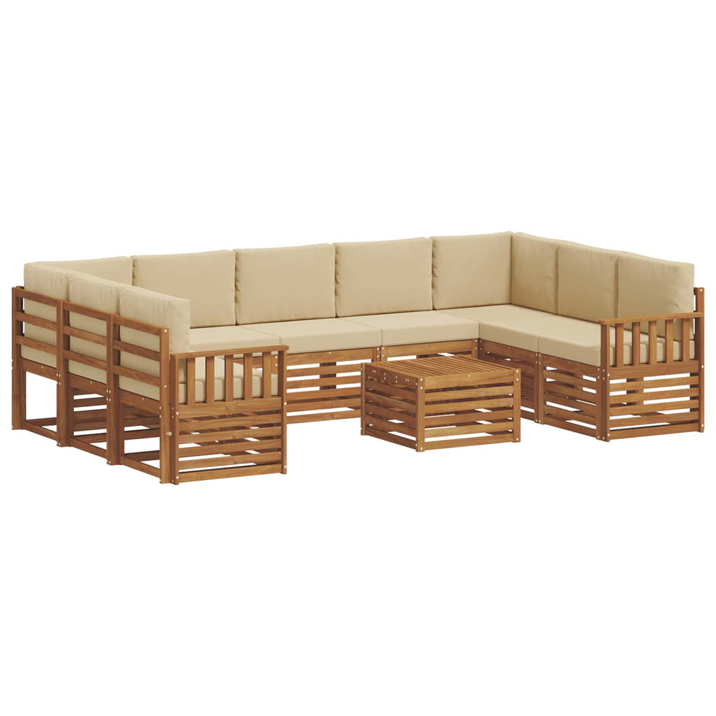 Sofagarnituren 10 pcs Natur und Beige Massivholz Akazie