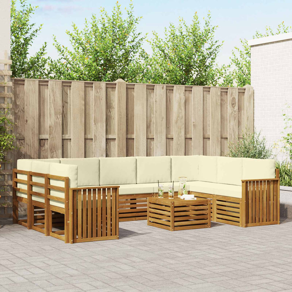 Sofagarnituren 10 pcs Natur und Creme Massivholz Akazie