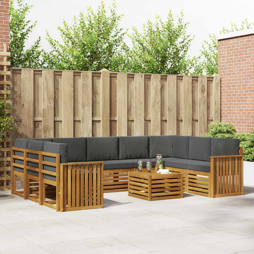 Sofagarnituren 10 pcs Natur und Anthrazit Massivholz Akazie