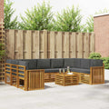 Sofagarnituren 10 pcs Natur und Anthrazit Massivholz Akazie
