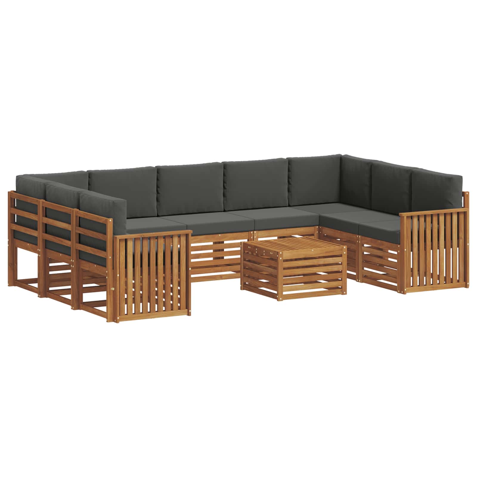 Sofagarnituren 10 pcs Natur und Anthrazit Massivholz Akazie