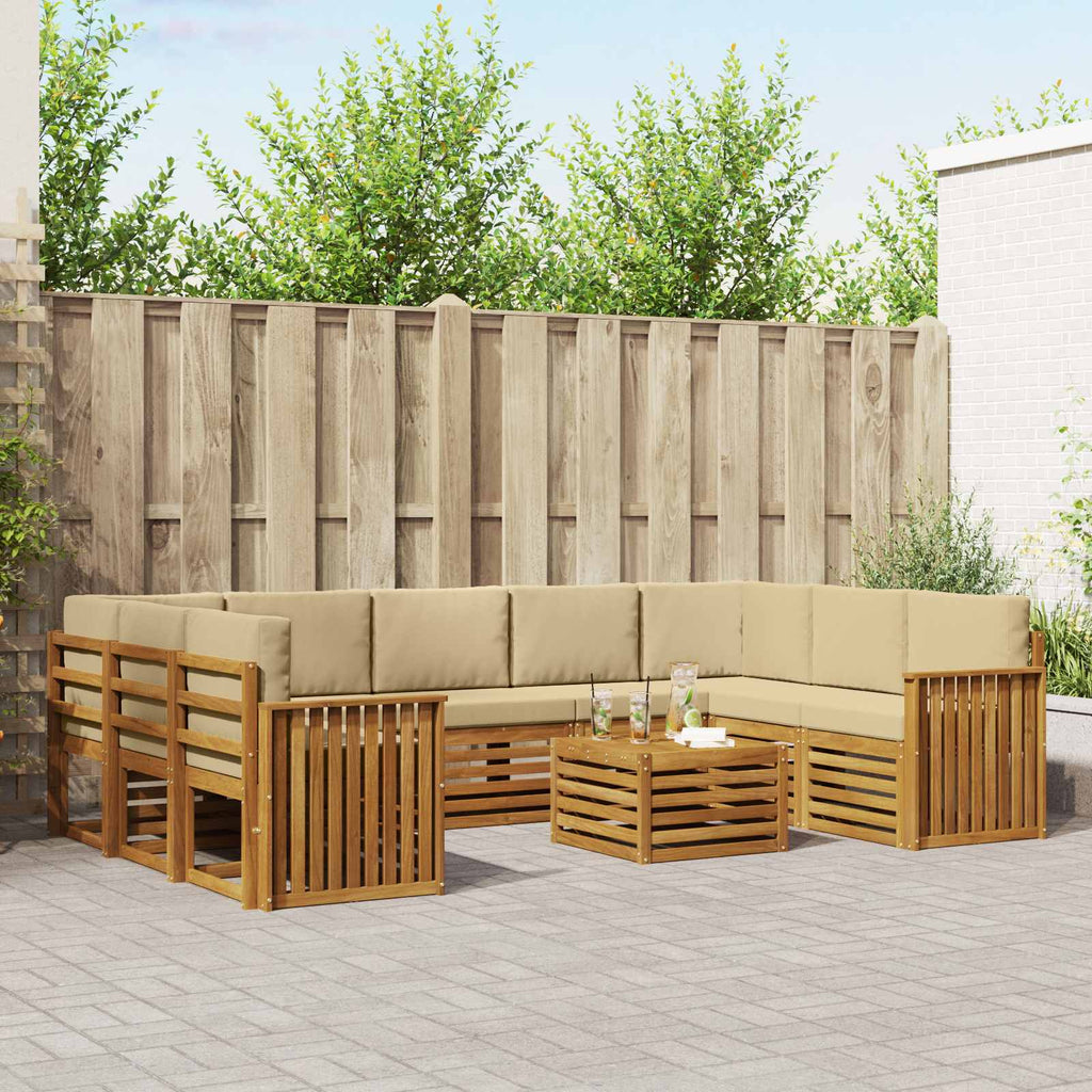 Sofagarnituren 10 pcs Natur und Beige Massivholz Akazie